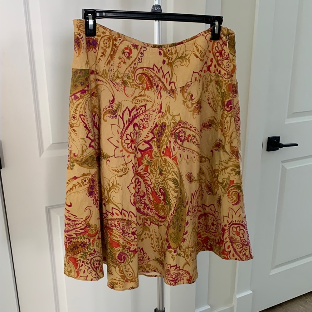 Lauren Ralph Lauren 100% Linen Paisley A-Line Skirt in Multiple Colors
